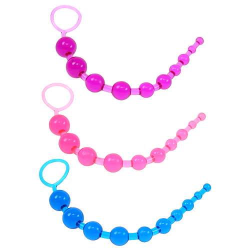 Анальная цепочка на жесткой связке Thai, 25Х2 см, фиолетовый