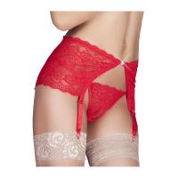 Ажурный пояс для чулок, красный S/M