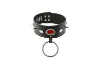 Ошейник с большим красным кристаллом и кольцом