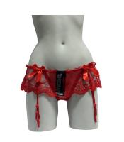 Кружевные стринги с поясом для чулок