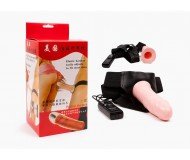 Страпон Hollow strap-on with Vibration, TPR, 2 AA Batteries