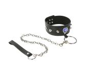 Ошейник с большим синим кристаллом и поводком