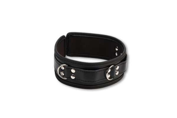 Ошейник черный с тремя полукольцами