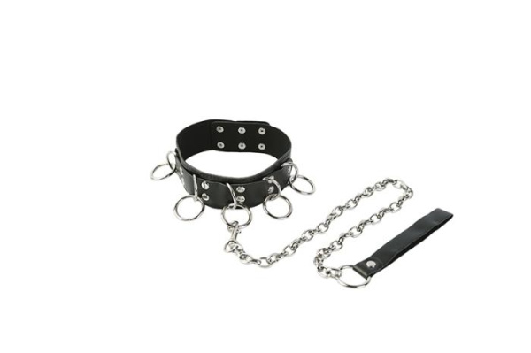 Ошейник с кольцами и поводком