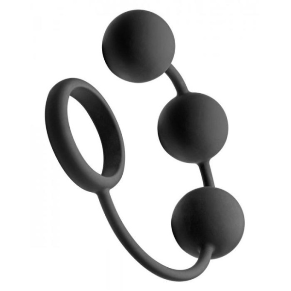 Анальные шарики Tom of Finland Silicone Cock Ring with 3 Weighted Balls