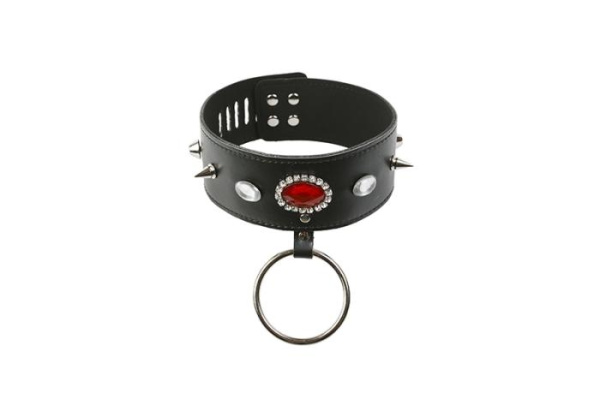 Ошейник с большим красным кристаллом и кольцом