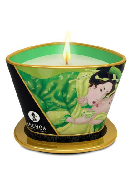 Массажная свеча Shunga Massage Candle – Exotic Green Tea (170 мл) с афродизиаками