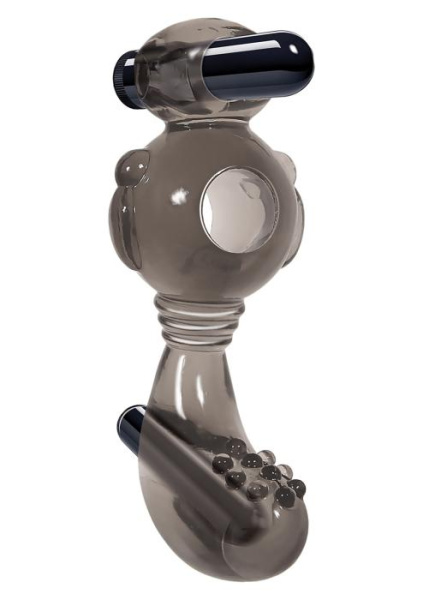 Кольцо с вибропулями Ball Buzzer Cock Ring Smoke